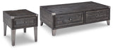 Todoe Dark Gray Coffee Table With 1 End Table - Ella Furniture