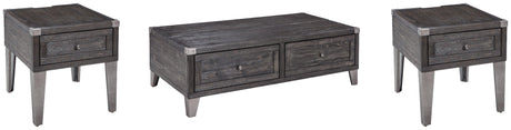 Todoe Dark Gray Coffee Table With 2 End Tables - Ella Furniture