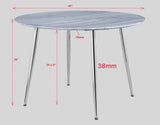 Tola Silver Faux Marble Fabric Seat Round Contemporary Dining Room Set - Ella Furniture