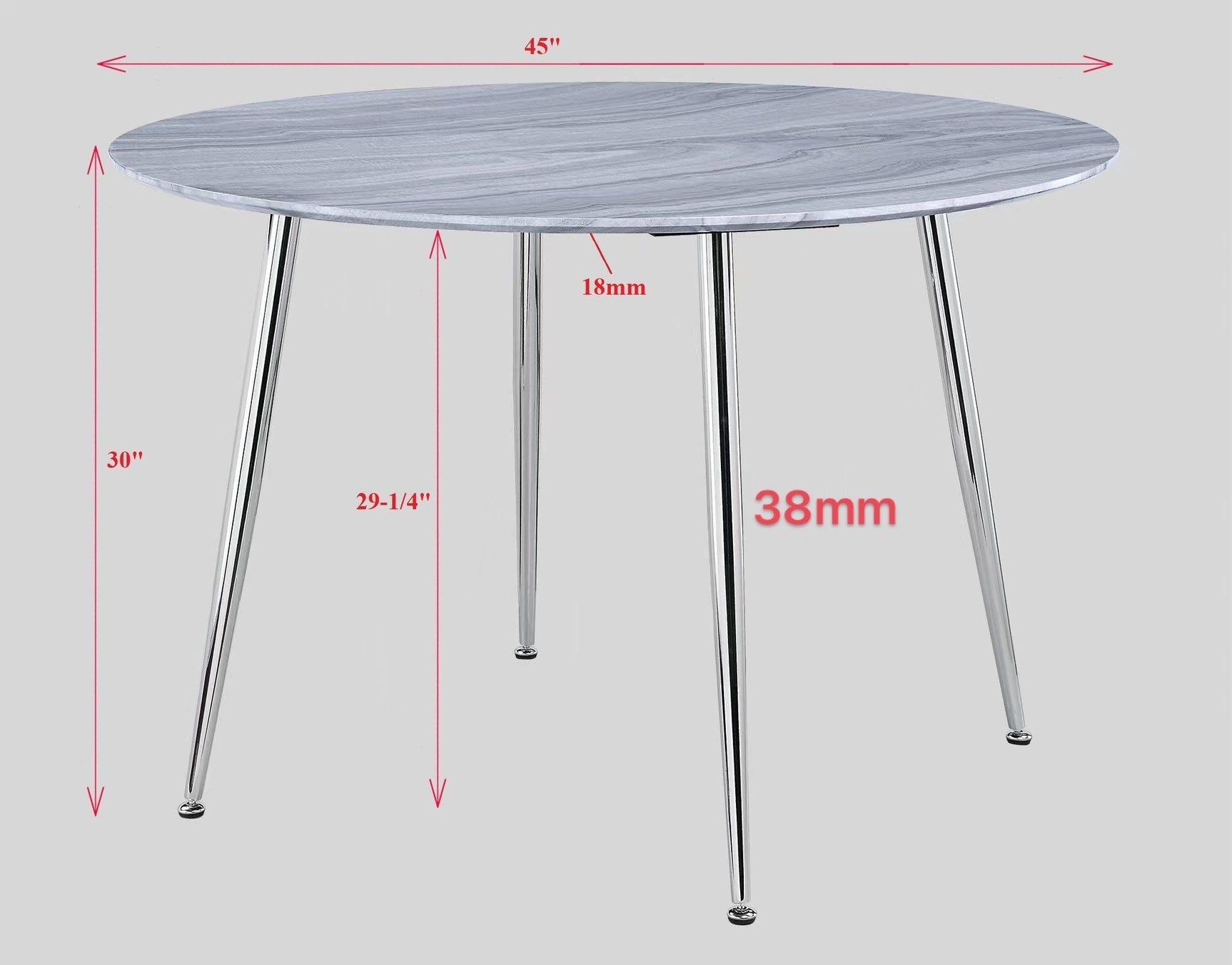Tola Silver Faux Marble Fabric Seat Round Contemporary Dining Room Set - Ella Furniture