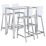 Tolbert 5-piece Bar Set with Acrylic Chairs Clear and Chrome 104873-S5 - Ella Furniture