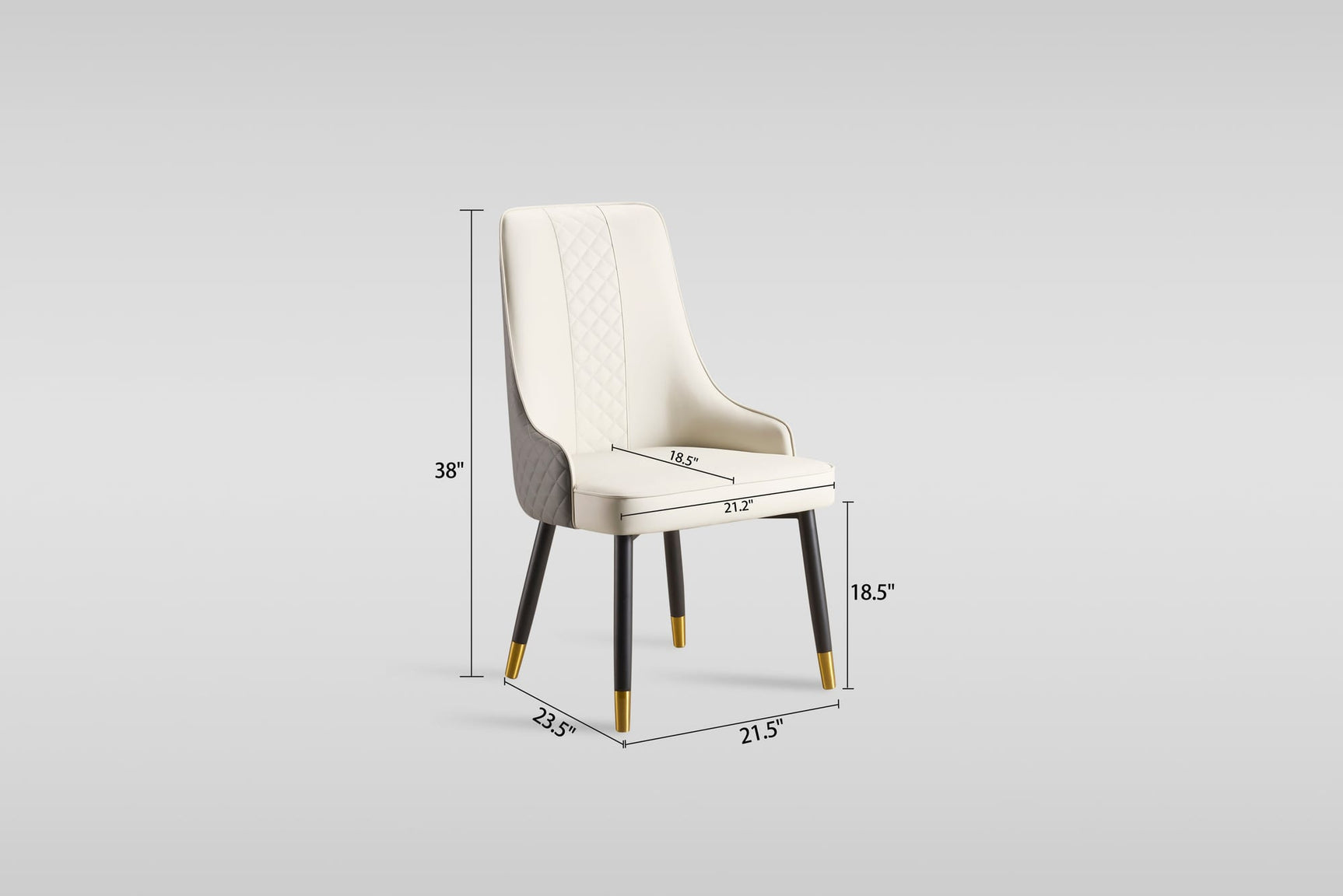 Toni Dining Chair in Beige and Grey with Diamond Stitching view 4