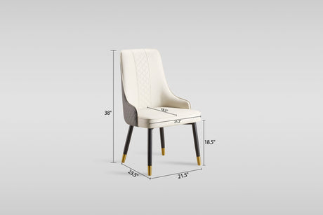 Toni Dining Chair in Beige and Grey with Diamond Stitching view 4