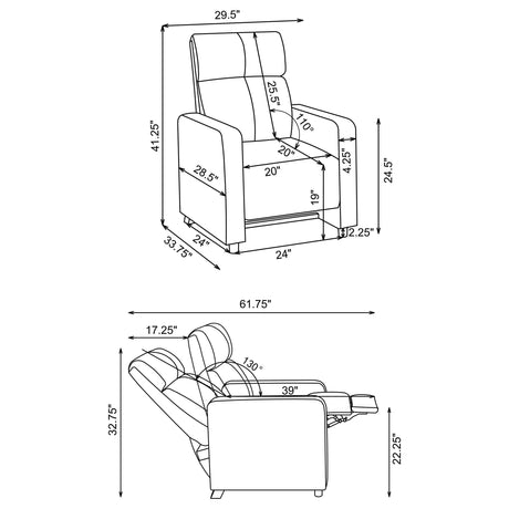 TOOHEY HOME THEATER COLLECTION Toohey Upholstered Tufted Recliner Living Room Set Black 600181-S3A - Ella Furniture