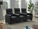 TOOHEY HOME THEATER COLLECTION Toohey Upholstered Tufted Recliner Living Room Set Black 600181-S3B - Ella Furniture