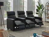 TOOHEY HOME THEATER COLLECTION Toohey Upholstered Tufted Recliner Living Room Set Black 600181-S3B - Ella Furniture