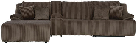 Top Tier Chocolate 4-Piece Reclining Sectional with Chaise from Ella Furniture