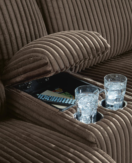 Top Tier Chocolate 4-Piece Reclining Sectional with Chaise detail view