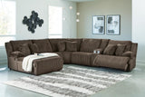 Top Tier Chocolate Velvet 6-Piece Reclining Sectional with Chaise from Ella Furniture