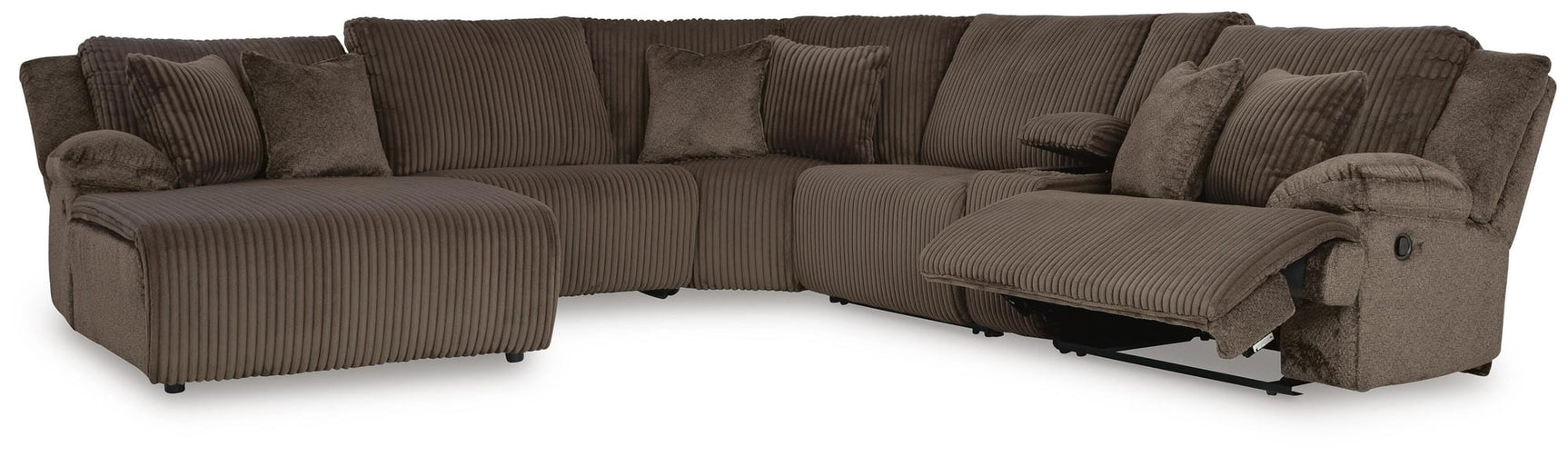 Top Tier Chocolate Velvet 6-Piece Reclining Sectional with Chaise view 3