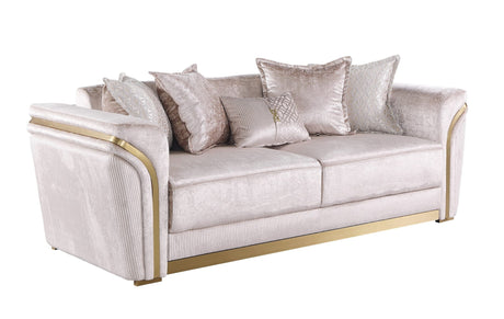 Torino Champagne Sofa, Loveseat, and Chair Set with Gold Framework view 2