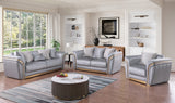 Torino Grey Sofa, Loveseat, and Chair Set with Gold Accents from Ella Furniture