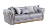 Torino Grey Sofa, Loveseat, and Chair Set with Gold Accents view 2