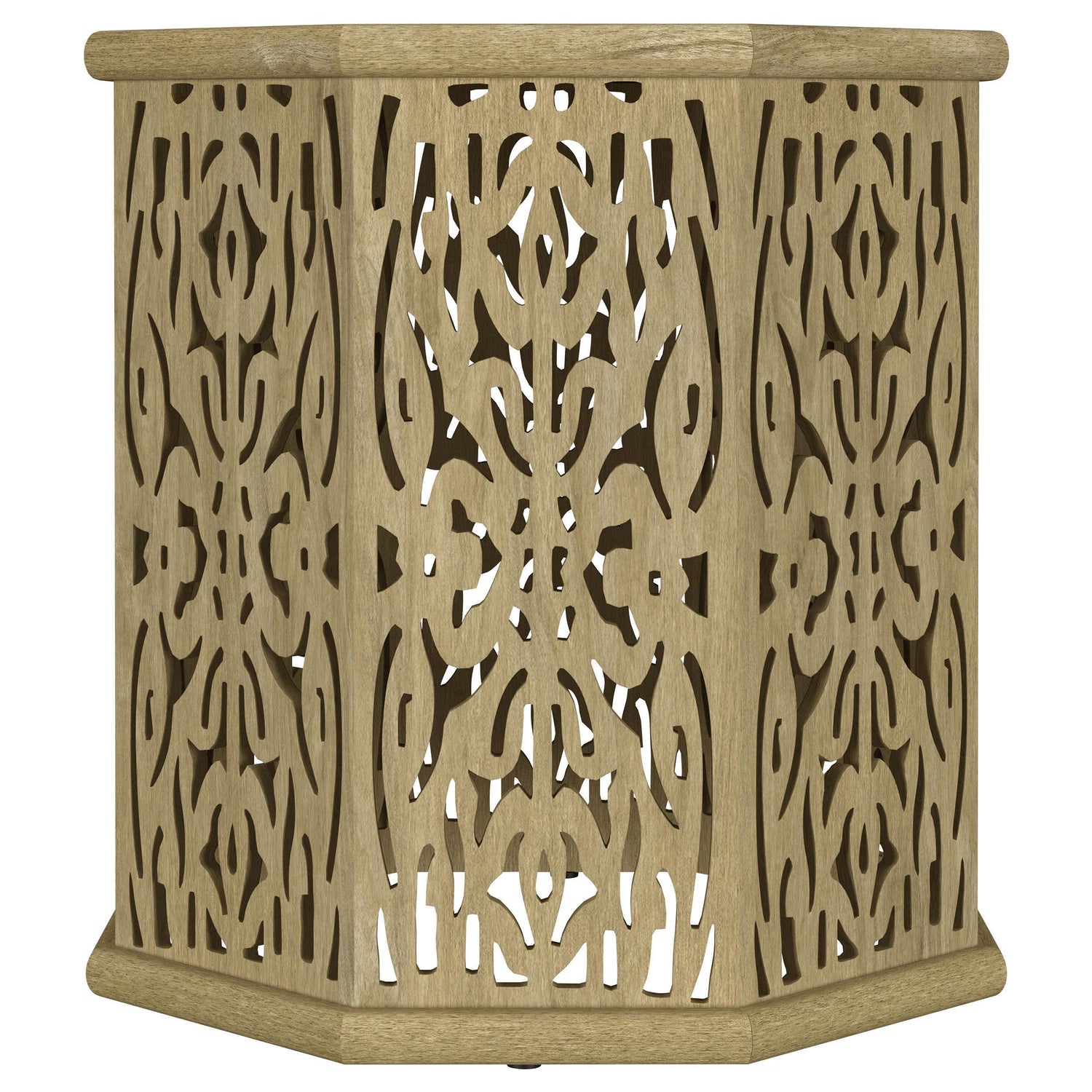 TORRES COLLECTION Torres Octagonal Solid Mango Wood Side Table Natural Brown 931148 - Ella Furniture