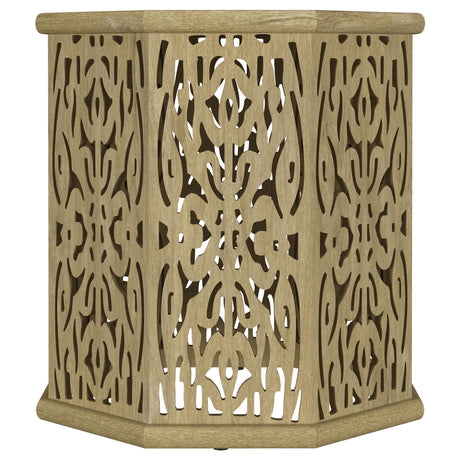TORRES COLLECTION Torres Octagonal Solid Mango Wood Side Table Natural Brown 931148 - Ella Furniture