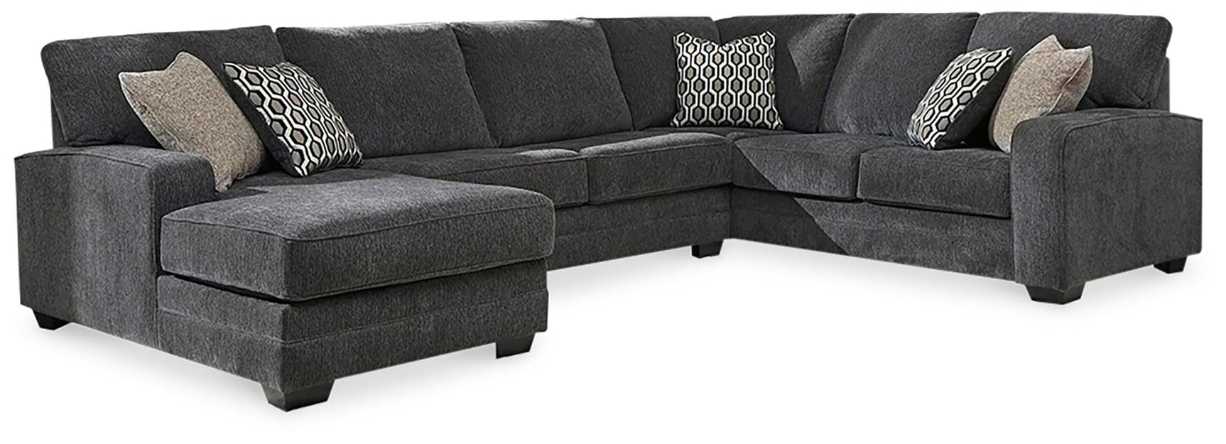 Tracling Slate Chenille 3-Piece Sectional with Chaise view 4