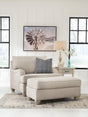 Traemore Linen Chair And Ottoman - Ella Furniture