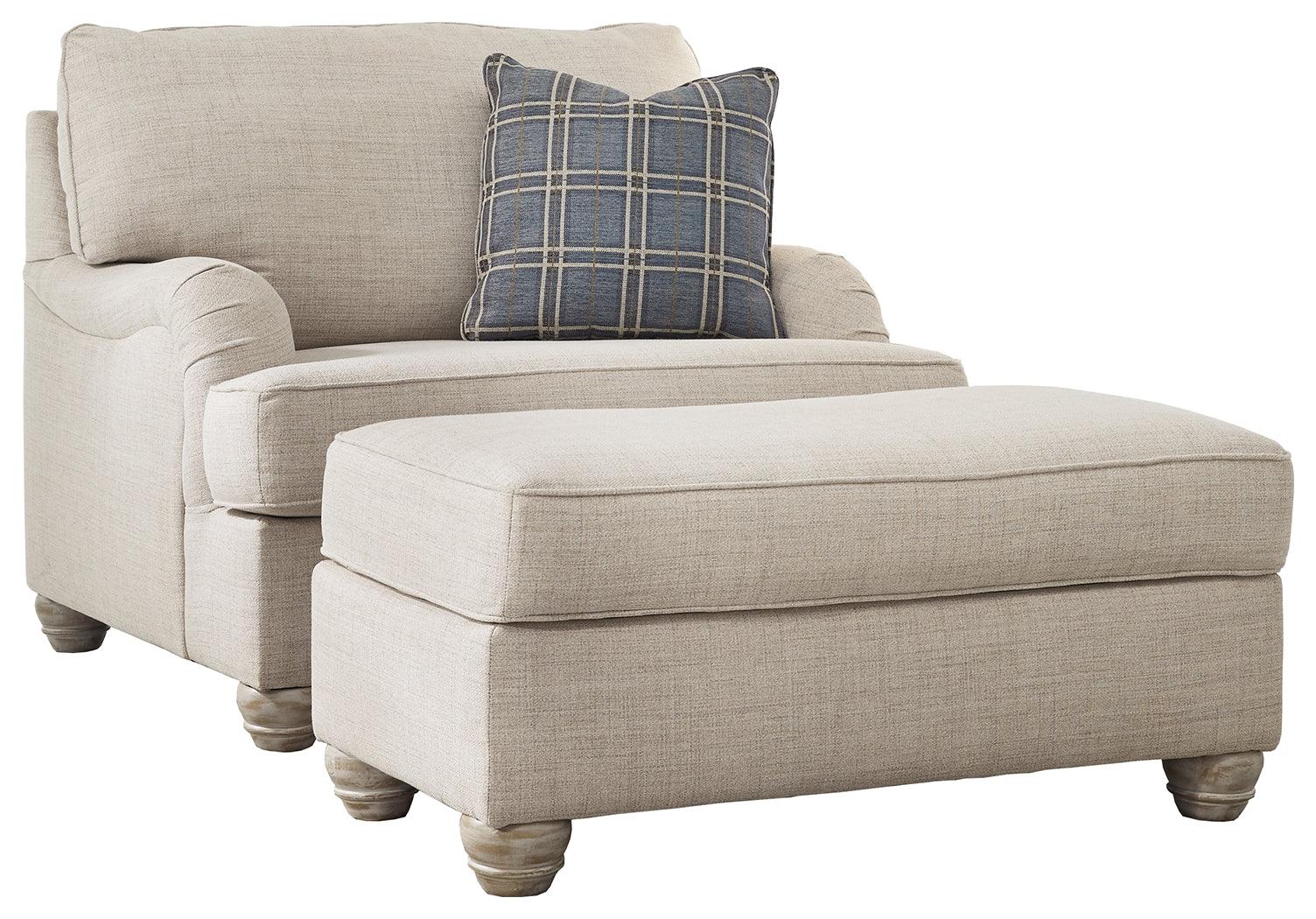 Traemore Linen Chair And Ottoman - Ella Furniture