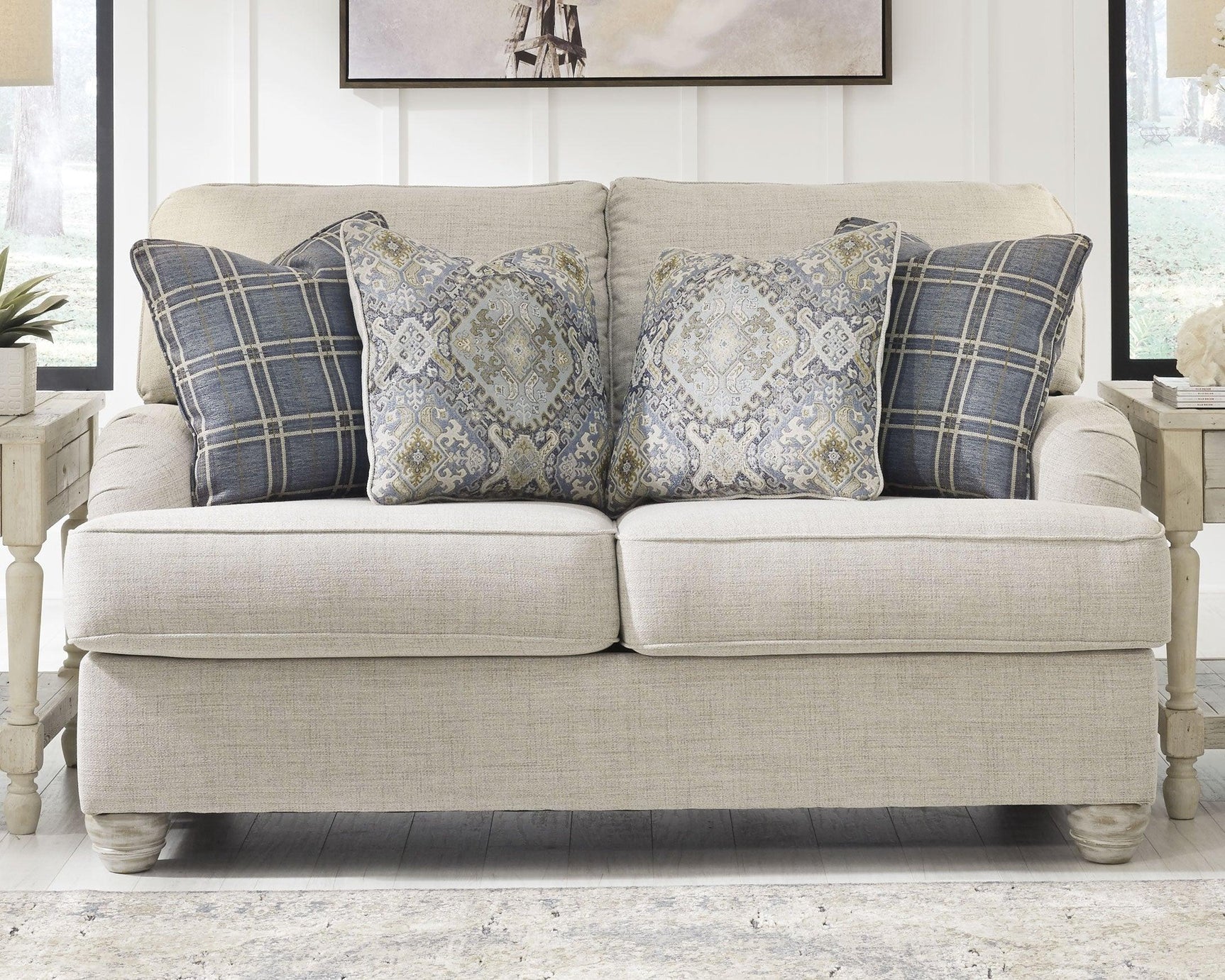 Traemore Linen Sofa, Loveseat, Chair And Ottoman - Ella Furniture