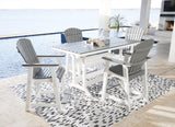 Transville Gray/white Outdoor Counter Height Dining Table And 4 Barstools PKG013815 - P210-642 | P210-124 | P210-124 - Ella Furniture