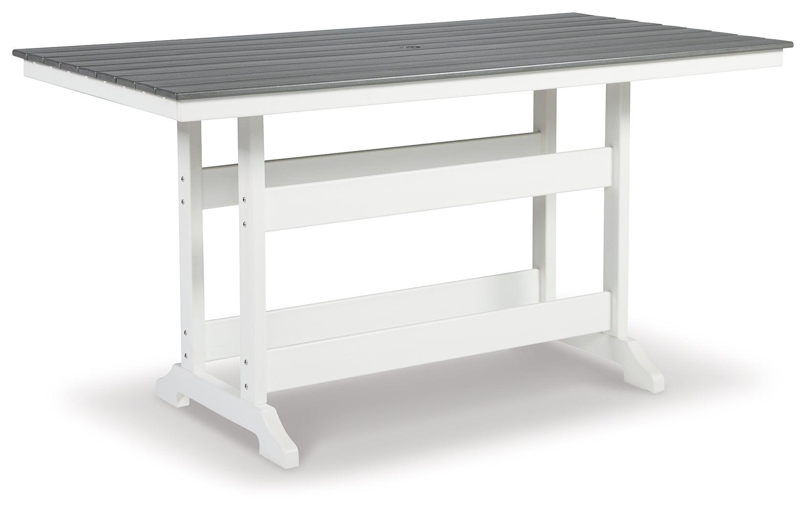 Transville Gray/white Outdoor Counter Height Dining Table And 4 Barstools PKG013815 - P210-642 | P210-124 | P210-124 - Ella Furniture