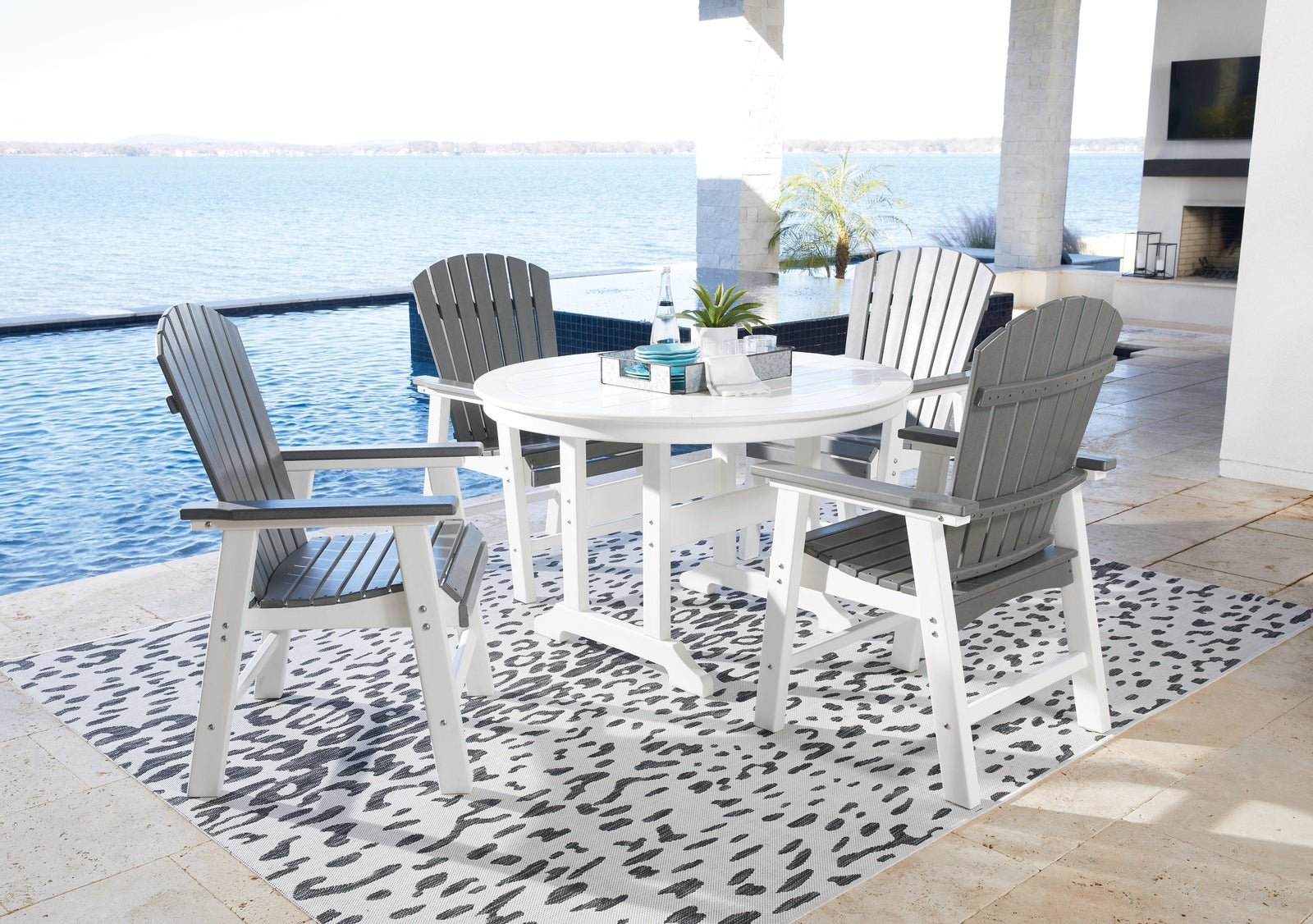 Transville Gray/white Outdoor Dining Table And 4 Chairs - Ella Furniture