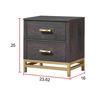 Trevor Dark Brown Modern Contemporary Solid Wood And Veneers 2-Drawers Nightstand - Ella Furniture