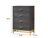 Trevor Dark Brown Modern Contemporary Solid Wood And Veneers 5-Drawers Chest - Ella Furniture