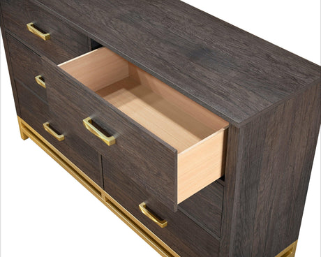 Trevor Dark Brown Modern Contemporary Solid Wood And Veneers 6-Drawers Dresser - Ella Furniture