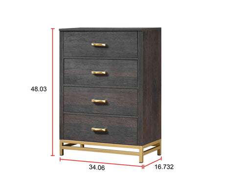 Trevor Dark Brown Modern Contemporary Solid Wood And Veneers King Bed - Ella Furniture