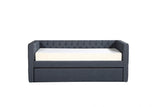 Trina Gray Fabric Upholstered Trundle Tufted Twin Daybed - Ella Furniture