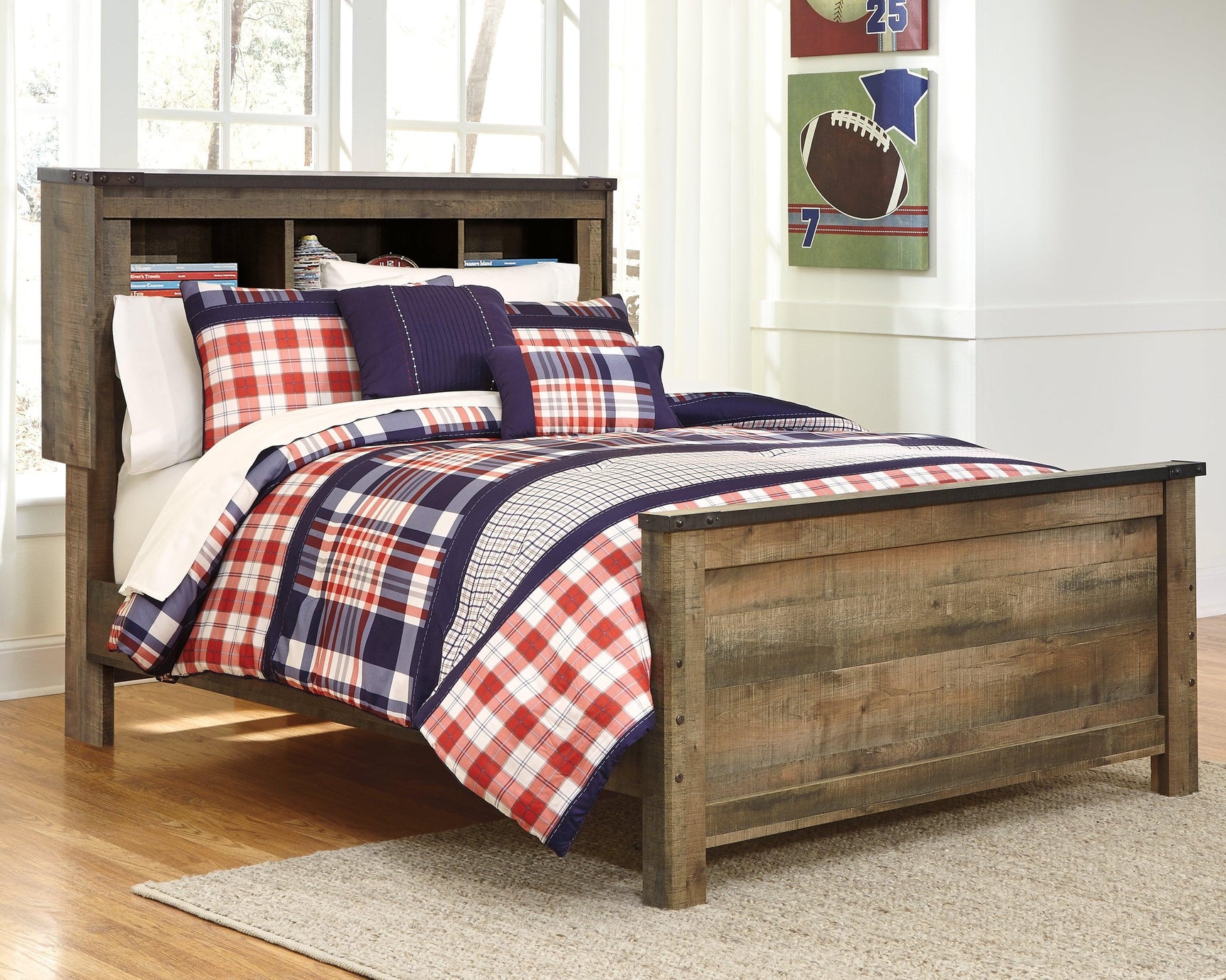 Trinell Brown Full Bookcase Panel Bed - Ella Furniture