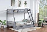 Trisha Wood Twin Over Full Bunk Bed With Storage Drawers Grey 460562Tf - Ella Furniture