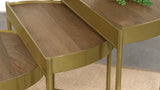 Tristen 3-Piece Demilune Nesting Table With Recessed Top Brown And Gold 936156 - Ella Furniture