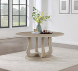 Trofello Round 60-inch Pedestal Dining Table White Washed 123120 - Ella Furniture