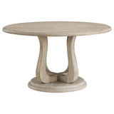 Trofello Round 60-inch Pedestal Dining Table White Washed 123120 - Ella Furniture