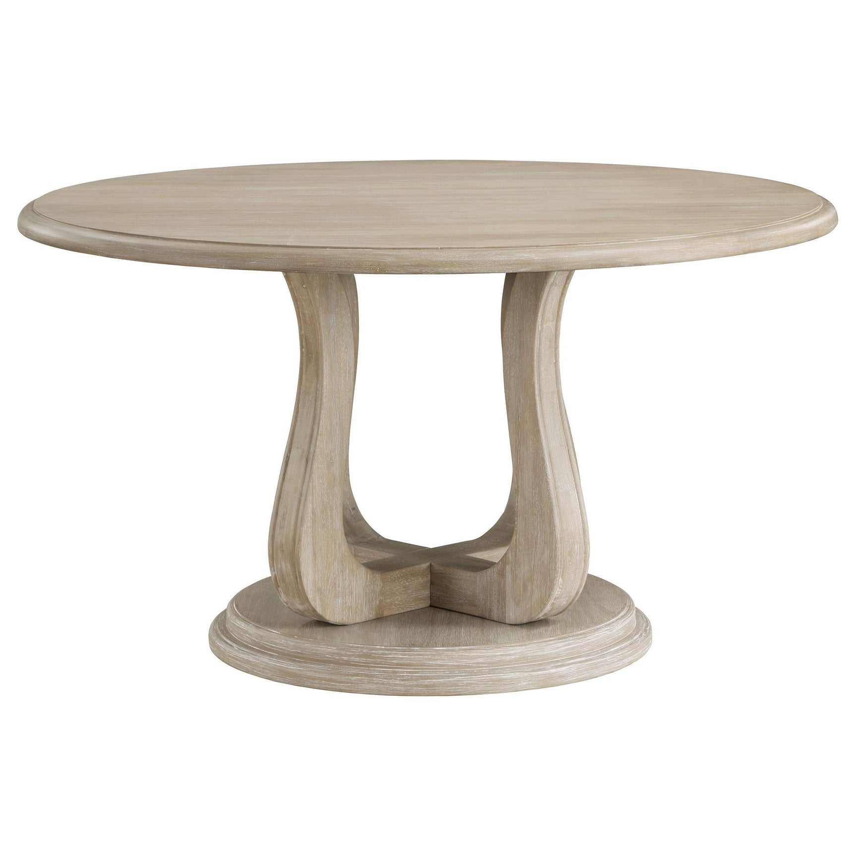 Trofello Round 60-inch Pedestal Dining Table White Washed 123120 - Ella Furniture