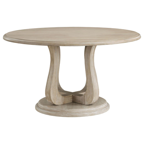 Trofello Round 60-inch Pedestal Dining Table White Washed 123120 - Ella Furniture