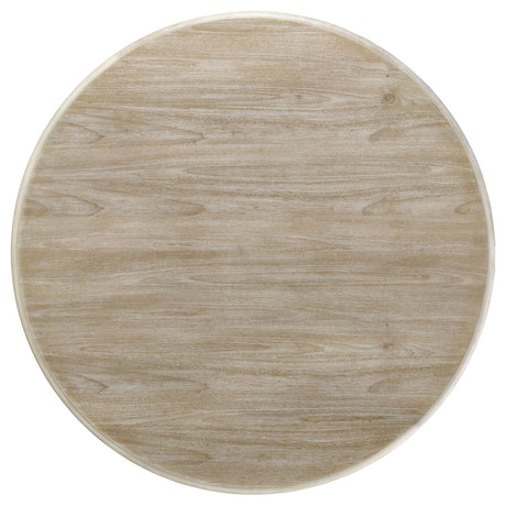 Trofello Round 60-inch Pedestal Dining Table White Washed 123120 - Ella Furniture