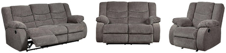 Tulen Gray Sofa, Loveseat And Recliner - Ella Furniture