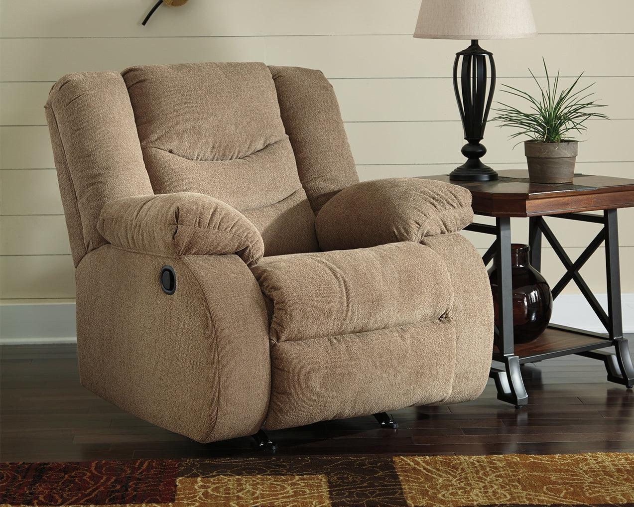 Tulen Mocha Sofa, Loveseat And Recliner - Ella Furniture