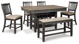 Tyler Black/gray Creek Counter Height Dining Table And 4 Barstools And Bench - Ella Furniture