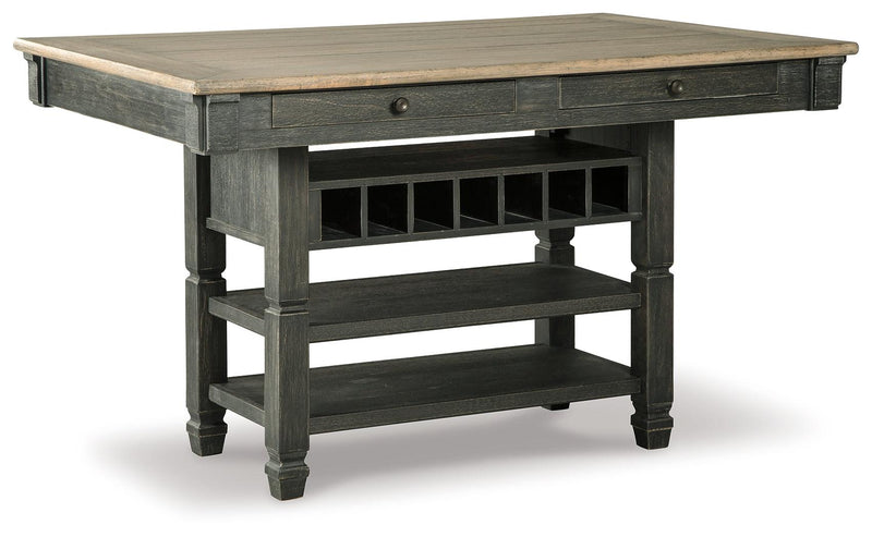 Tyler Black/gray Creek Counter Height Dining Table And 4 Barstools And Bench - Ella Furniture