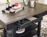 Tyler Black/gray Creek Counter Height Dining Table And 4 Barstools And Bench - Ella Furniture