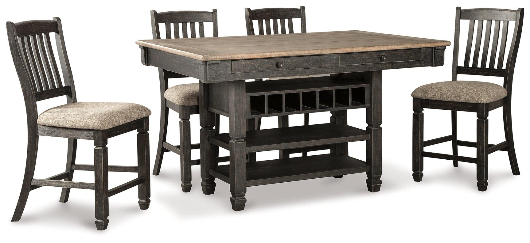 Tyler Black/gray Creek Counter Height Dining Table And 4 Barstools - Ella Furniture