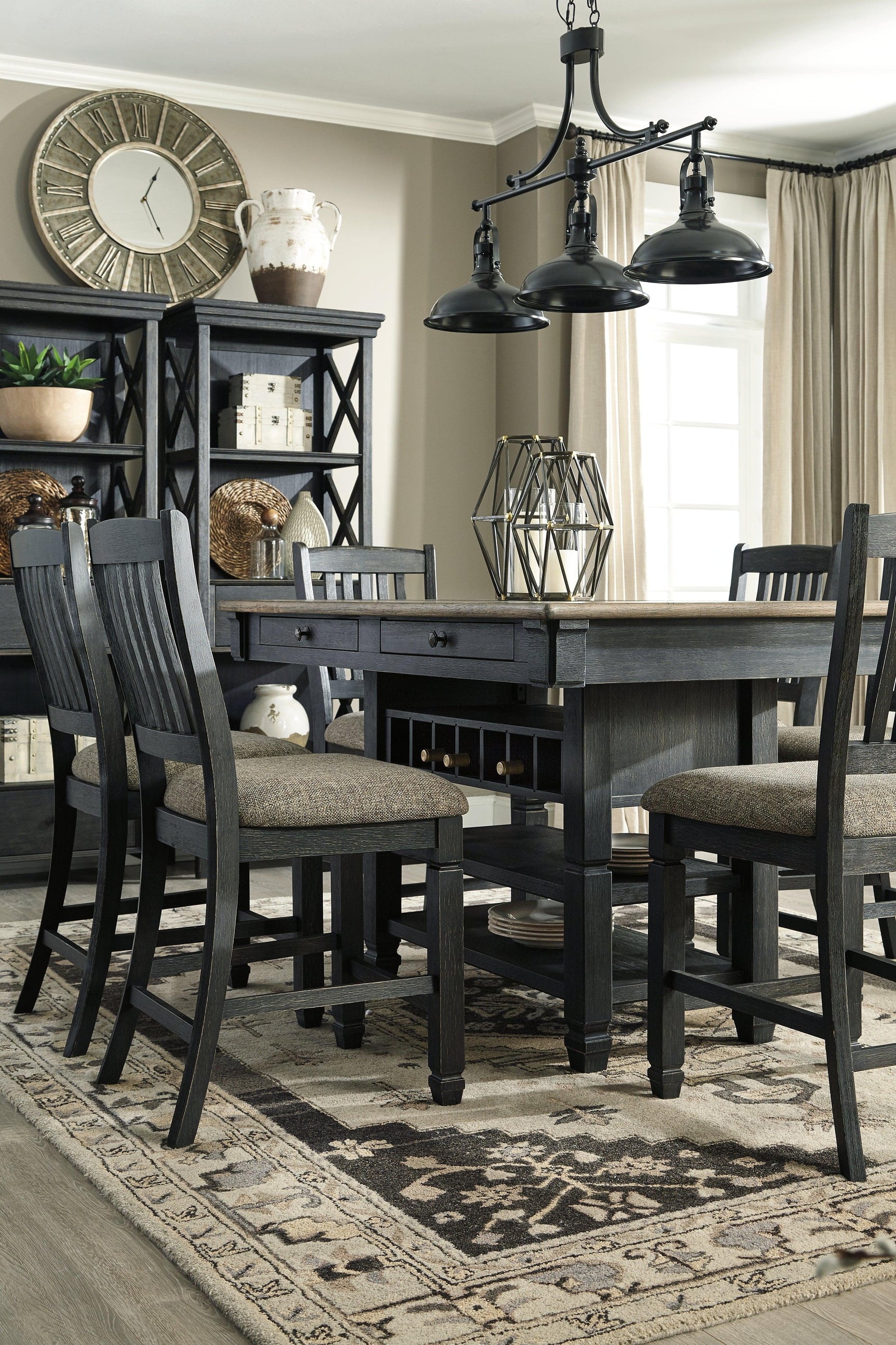 Tyler Black/gray Creek Counter Height Dining Table And 4 Barstools - Ella Furniture