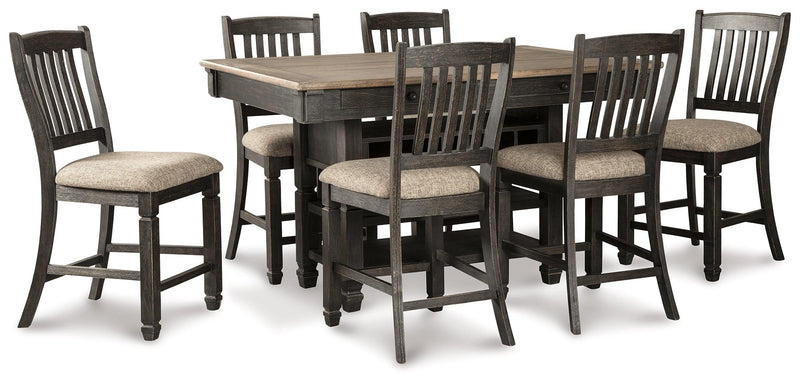 Tyler Black/gray Creek Counter Height Dining Table And 6 Barstools - Ella Furniture
