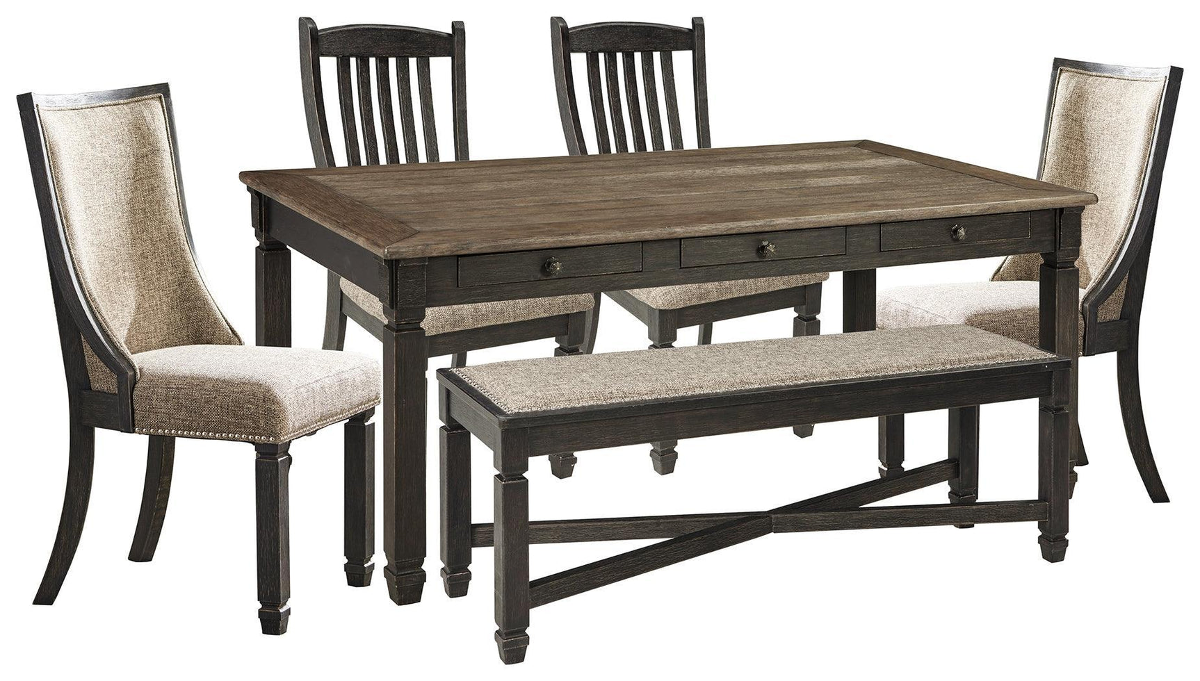 Tyler Creek Black/gray Rectangular Dining Room Set - Ella Furniture