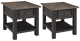 Tyler Grayish Brown/black Creek 2 End Tables PKG008542 - T736-3 | T736-3 - Ella Furniture