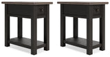 Tyler Grayish Brown/black Creek 2 End Tables PKG010343 - T736-107 | T736-107 - Ella Furniture
